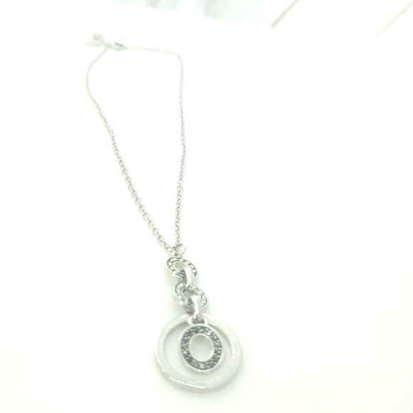 Liz Claiborne Womens Silver Oval Link Chain Lobster Triple Hoop Pendent … - Picture 2 of 12